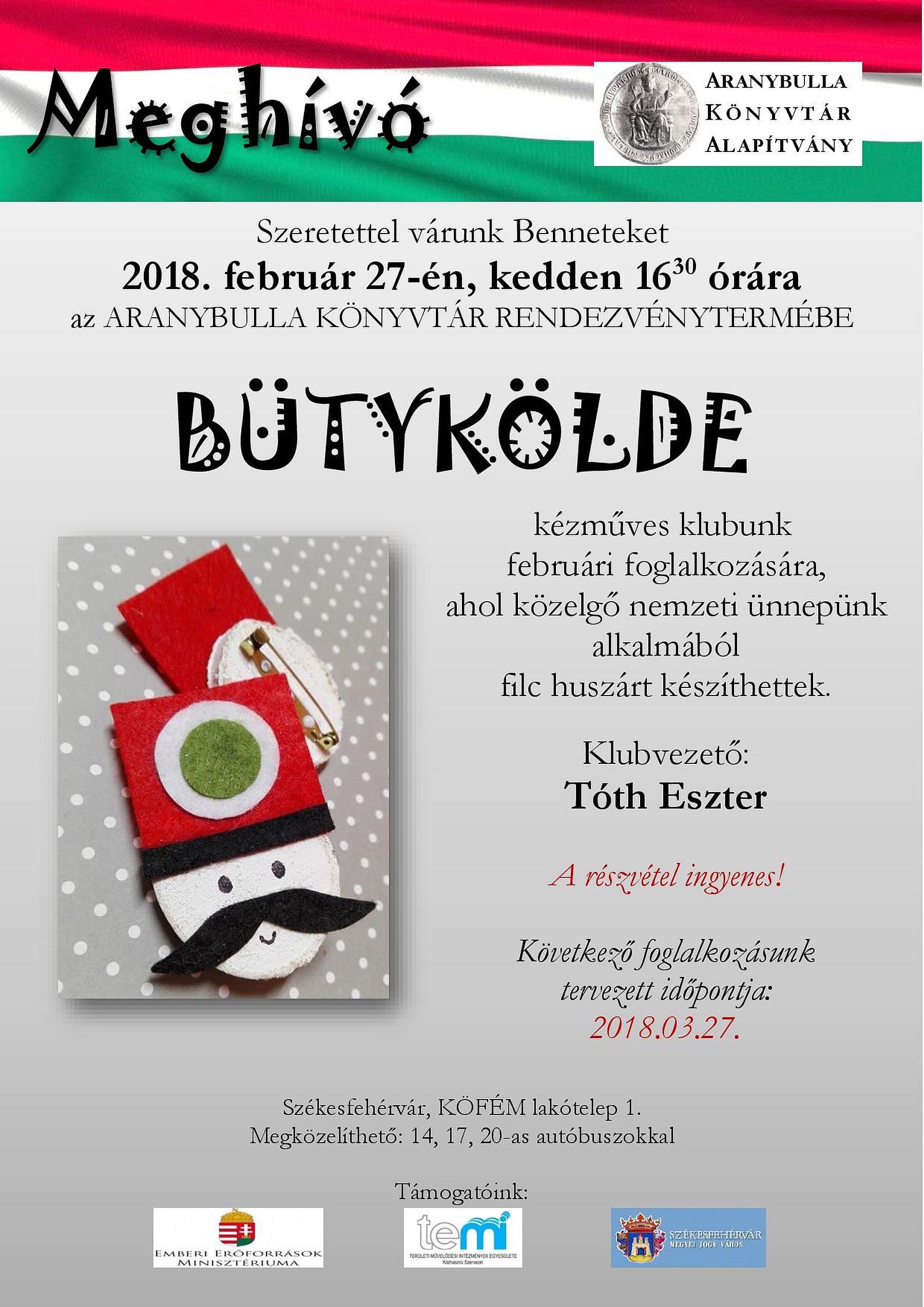 Bütykölde Kézműves Klub gyerekeknek a közelgő nemzeti ünnep jegyében